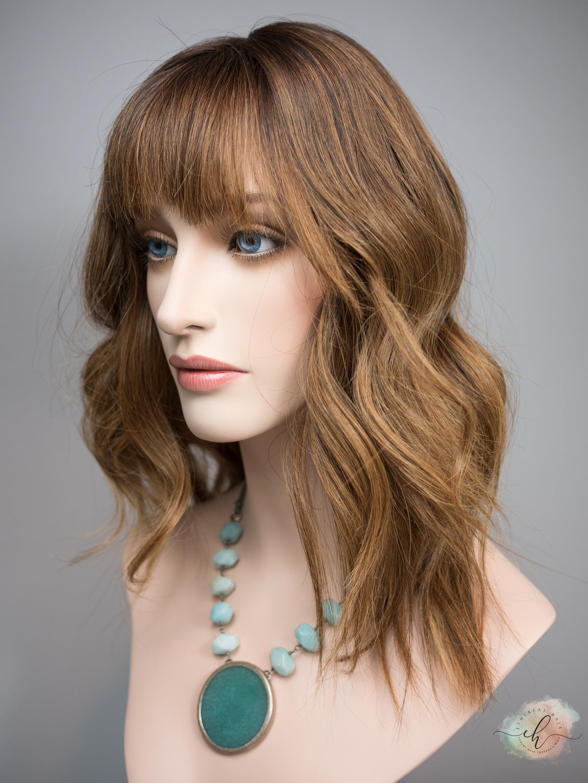 &quot;HAZEL&quot; Premium Topper: Silk Top, 9x9, 16-19&quot;, Bangs