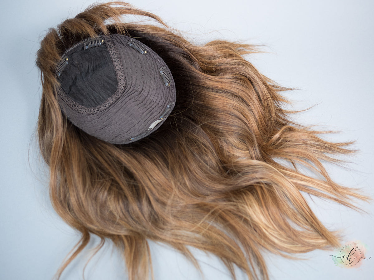 &quot;HAZEL&quot; Premium Topper: Silk Top, 9x9, 16-19&quot;, Bangs