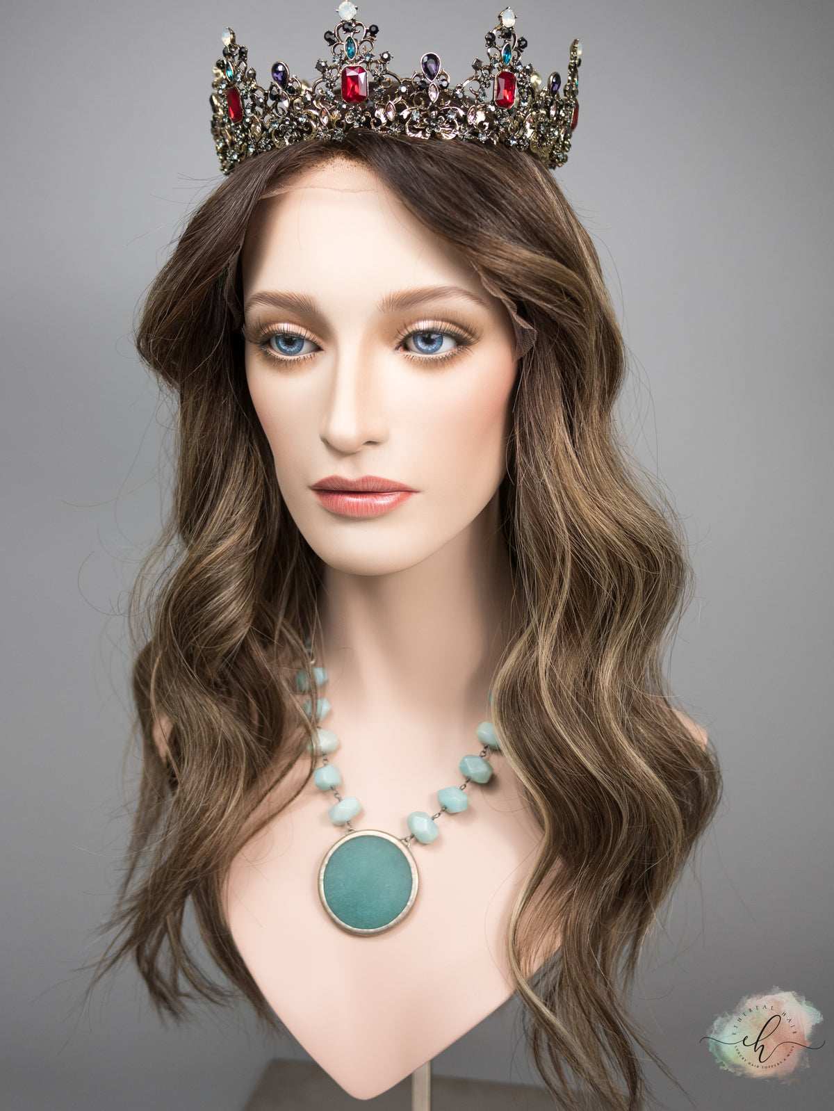 “BALLY" Premium Wig: Lace Top, Sz. M, 24", Curtain Bangs