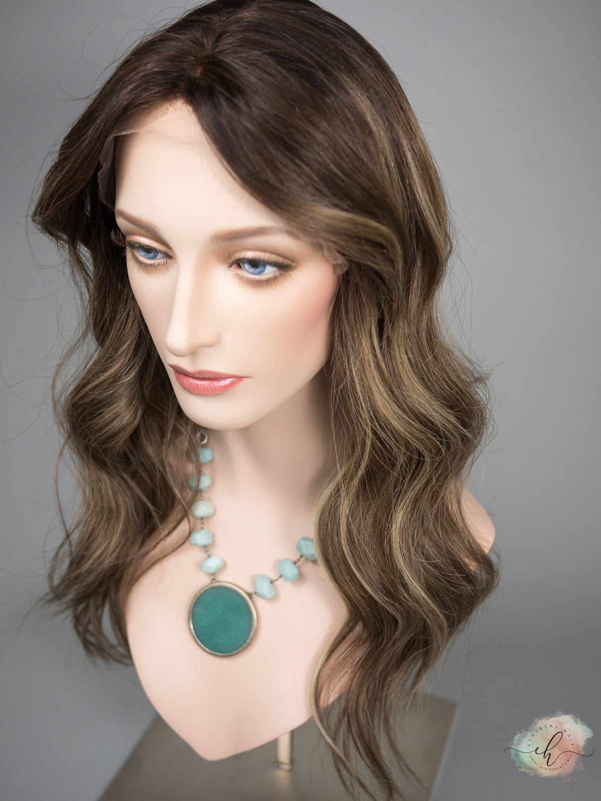 “BALLY" Premium Wig: Lace Top, Sz. M, 24", Curtain Bangs