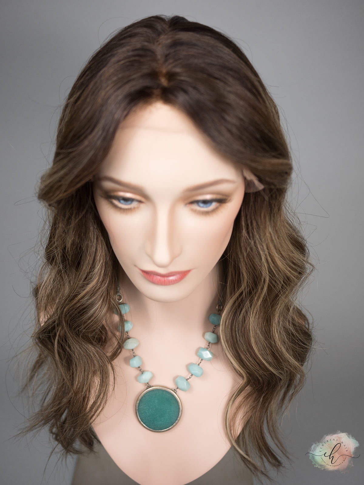 “BALLY" Premium Wig: Lace Top, Sz. M, 24", Curtain Bangs