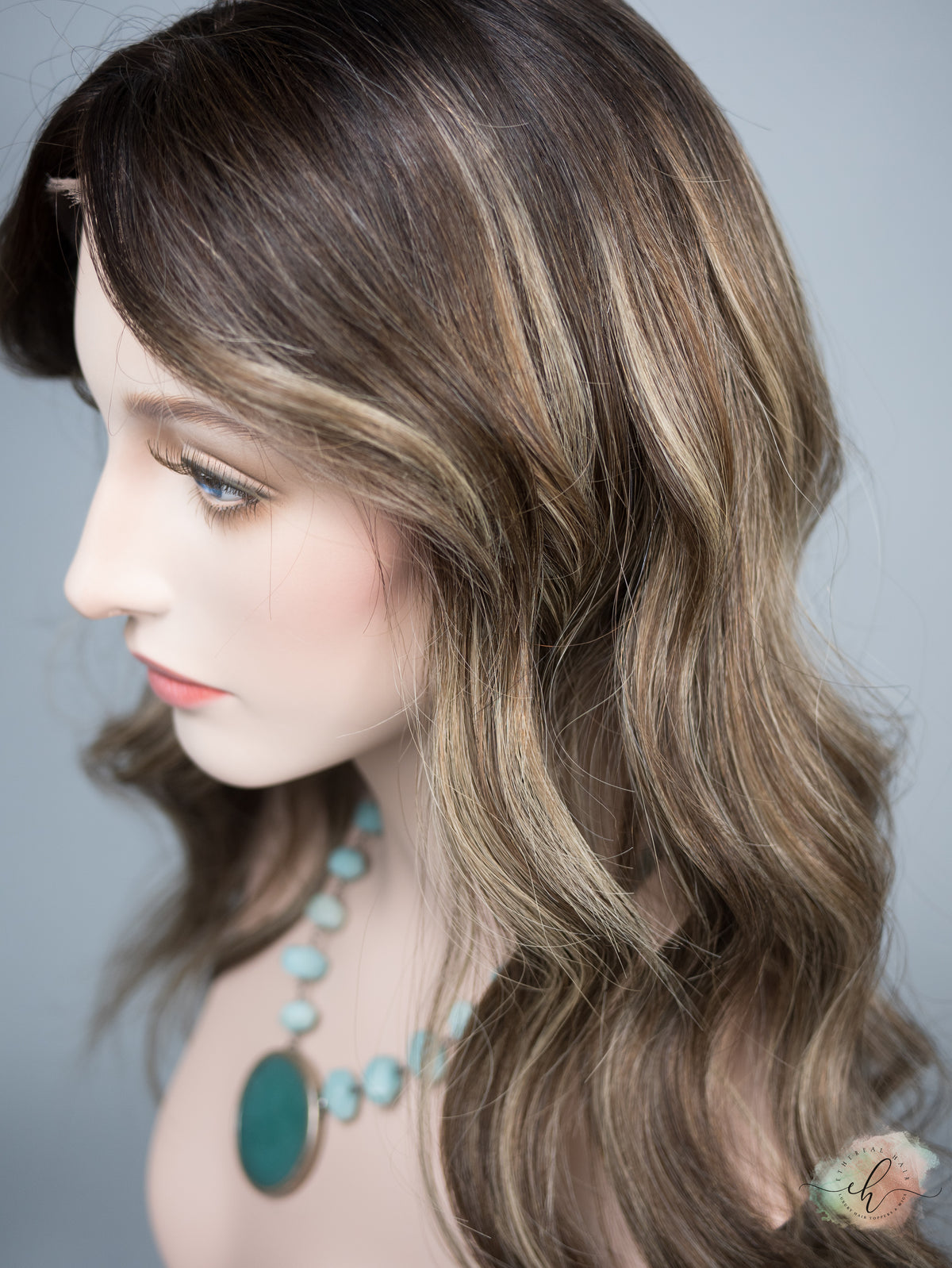 “BALLY" Premium Wig: Lace Top, Sz. M, 24", Curtain Bangs