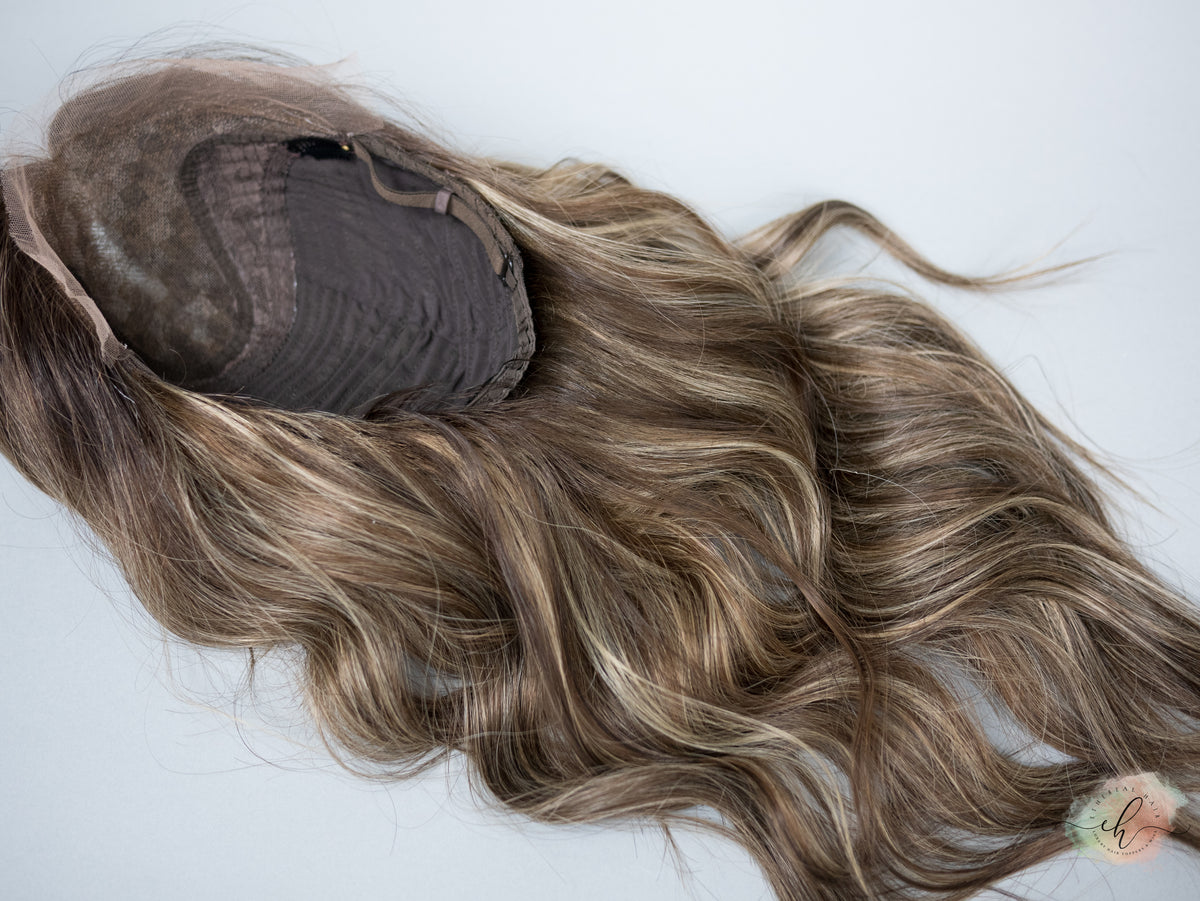 “BALLY" Premium Wig: Lace Top, Sz. M, 24", Curtain Bangs