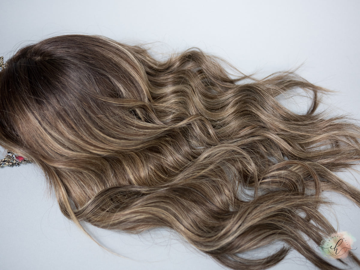 “BALLY" Premium Wig: Lace Top, Sz. M, 24", Curtain Bangs