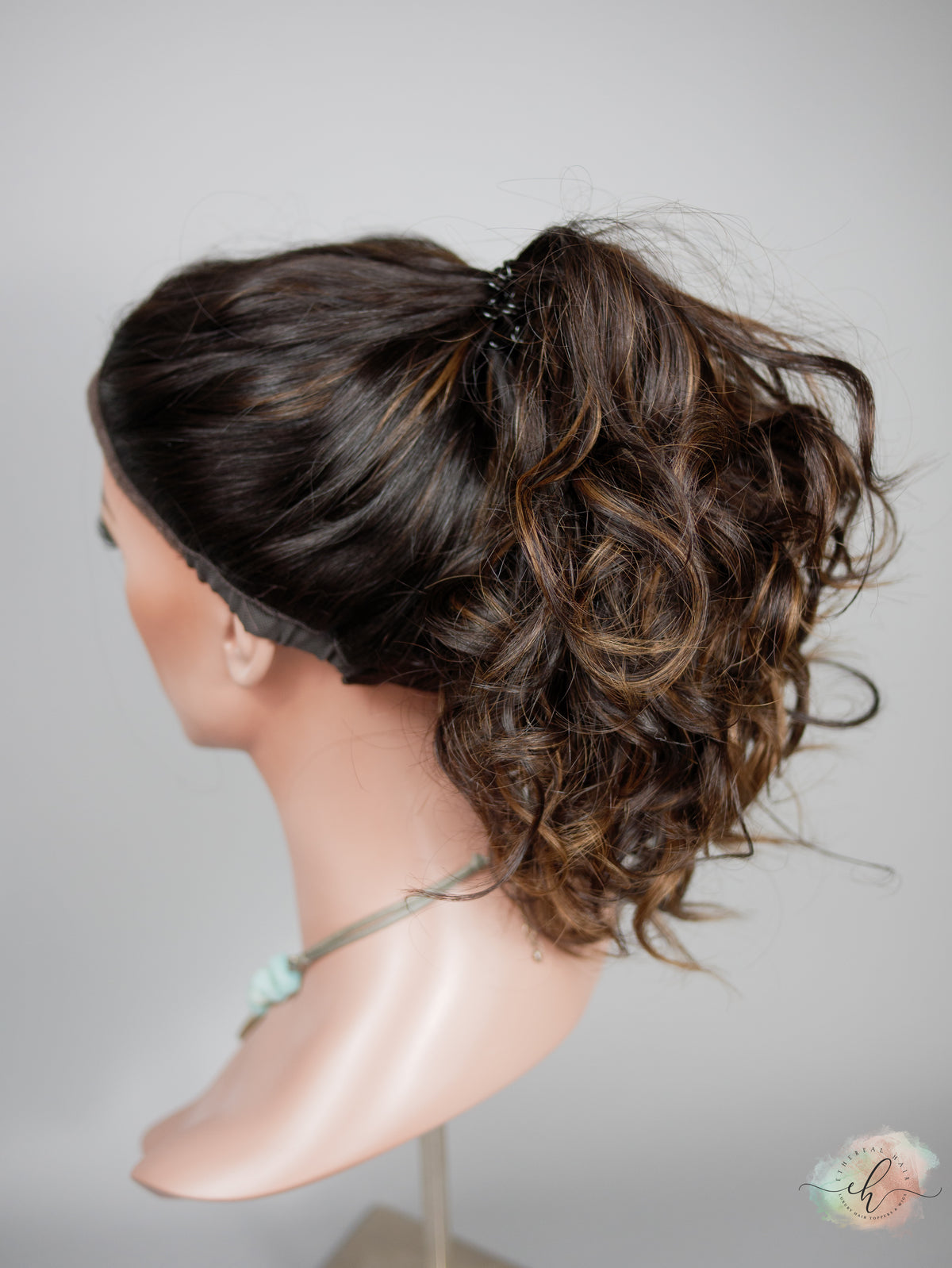 “LARK BALAYAGE" Premium Pony Wig: Sz. M, 21", Curly