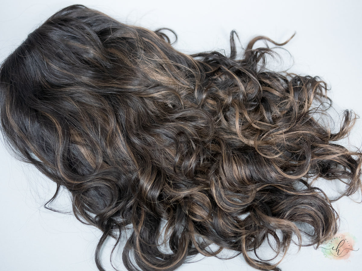 “LARK BALAYAGE" Premium Pony Wig: Sz. M, 21", Curly