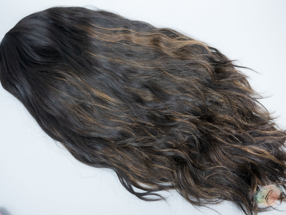 FINAL SALE “LARK BALAYAGE" Premium Pony Wig: Sz. M, 25", Curly