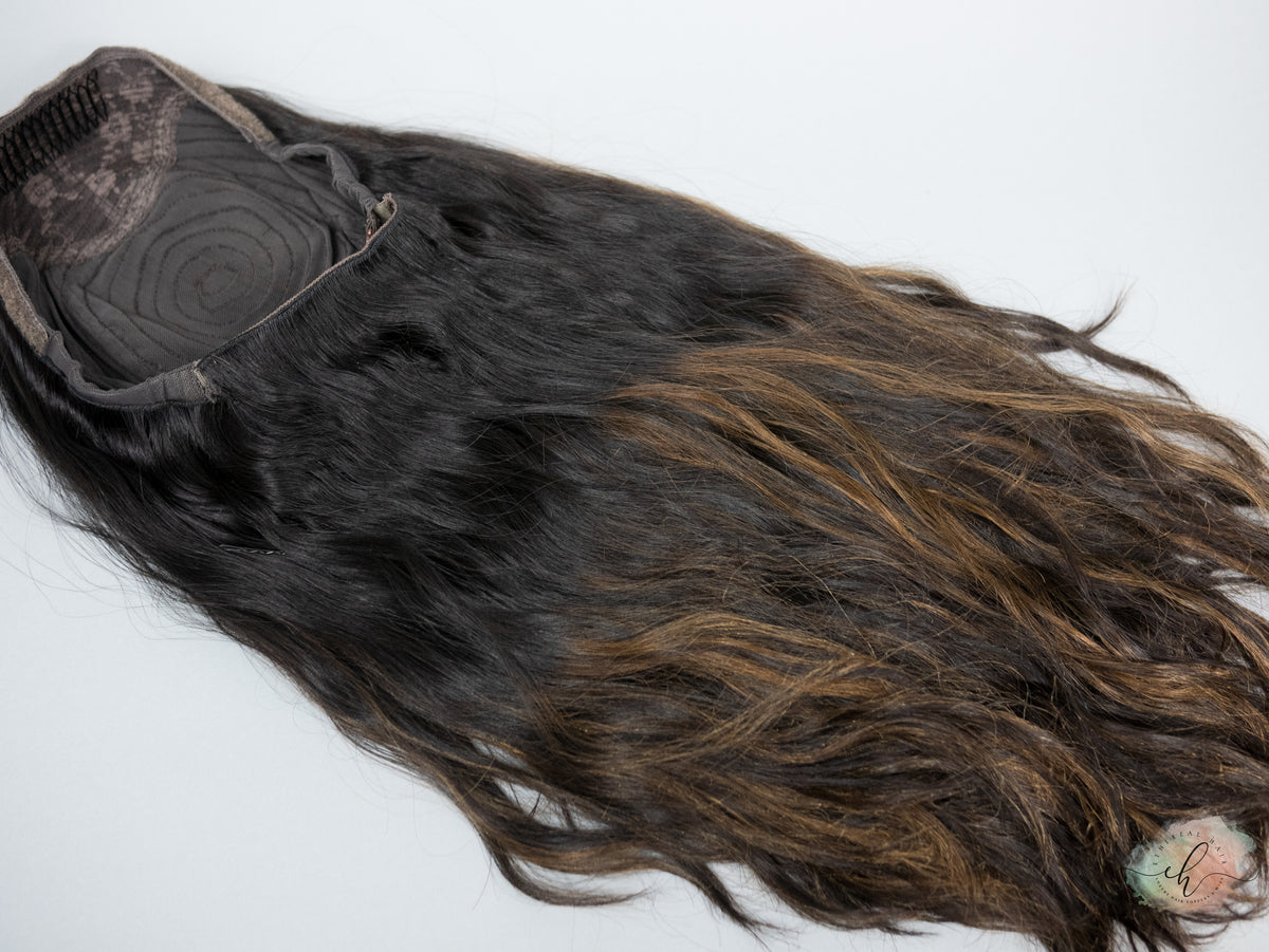 FINAL SALE “LARK BALAYAGE" Premium Pony Wig: Sz. M, 25", Curly