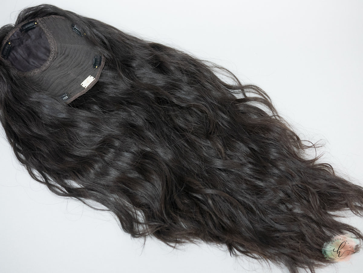 "RAVEN" Premium Topper: Silk Top, 9x9, 25", Curly