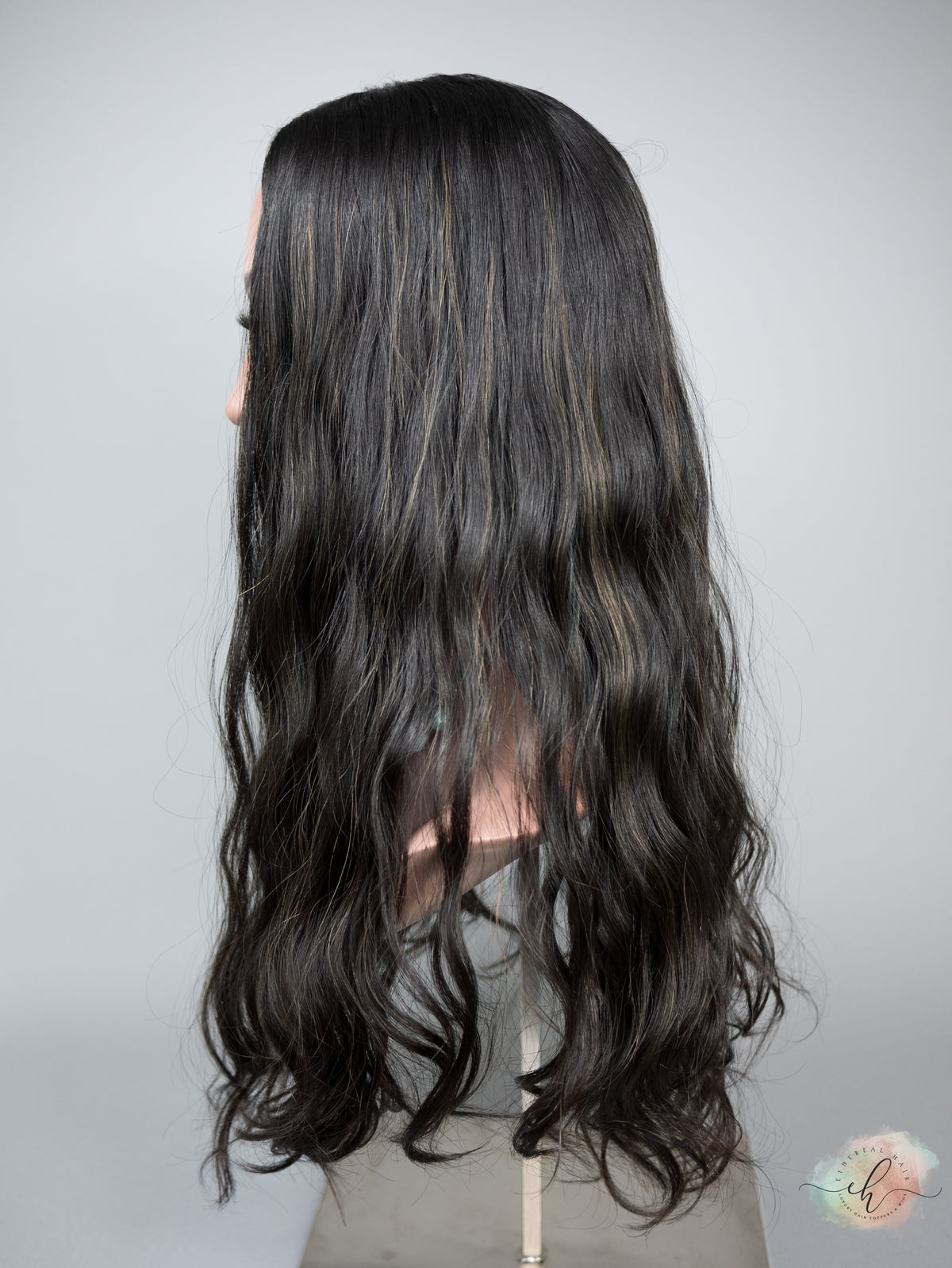 FALL SALE "RAVEN HIGHLIGHT" Premium Topper: Silk Top, 9x9, 22-23", Wavy