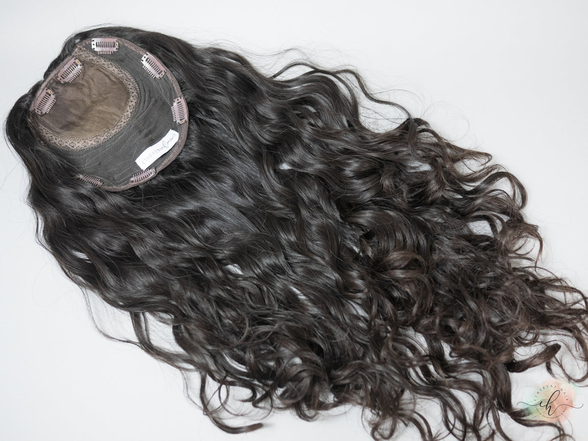 BLACK FRIDAY FINAL SALE "RHIANNON" Premium Topper: Silk Top, 9x9, 22-24", Curly