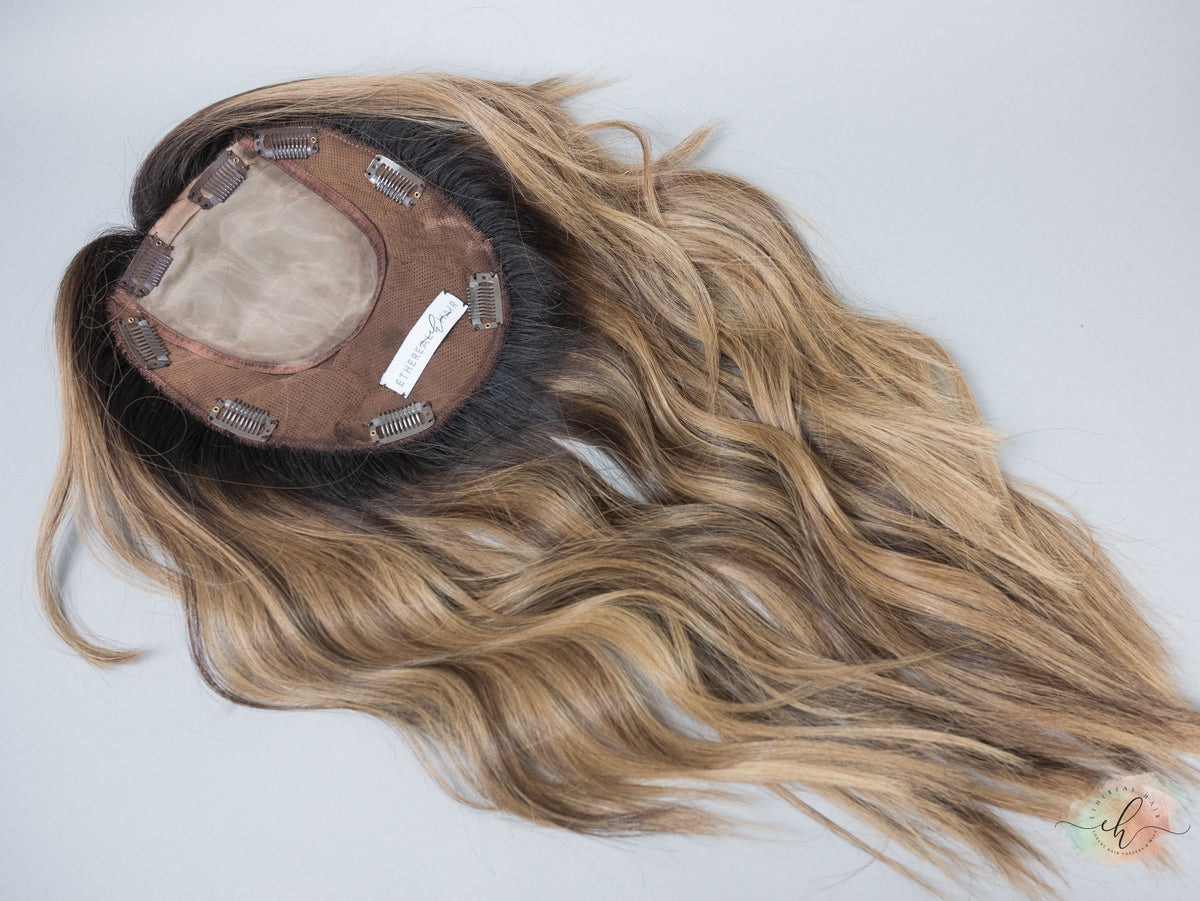 FALL SALE &quot;IN CONTROL&quot; Exquisite Topper: Silk Top, Fully Handtied, 7x8, 20&quot;