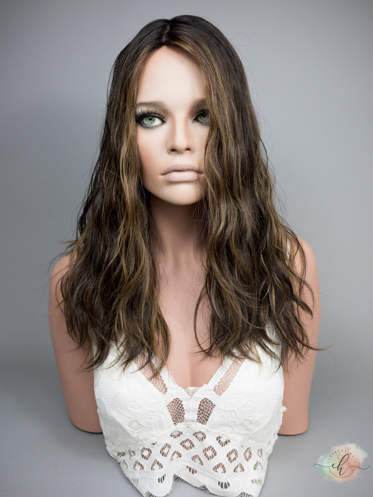 “SHINE WITHIN&quot; Exquisite Topper: Silk Top, 9x9, 21-22&quot;, Wavy