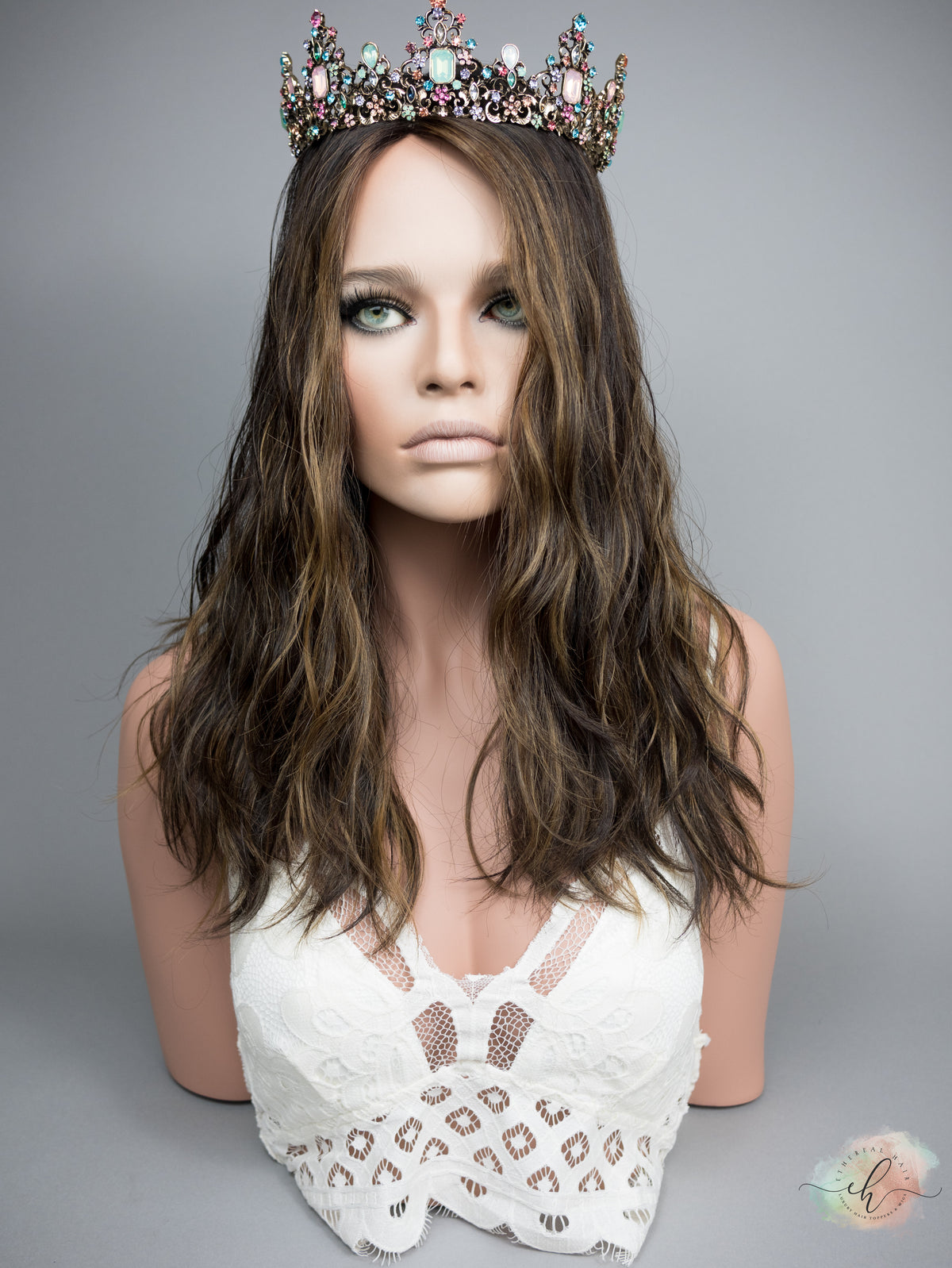 “SHINE WITHIN&quot; Exquisite Topper: Silk Top, 9x9, 21-22&quot;, Wavy