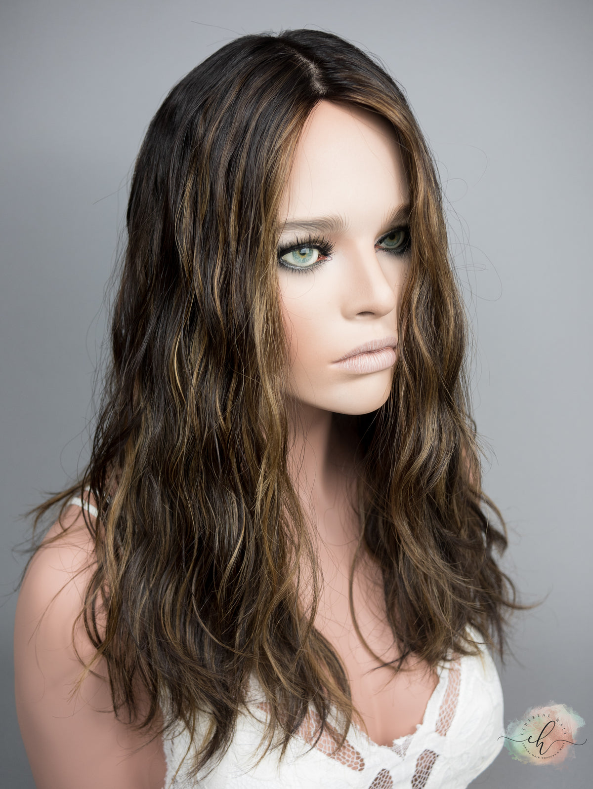 “SHINE WITHIN&quot; Exquisite Topper: Silk Top, 9x9, 21-22&quot;, Wavy