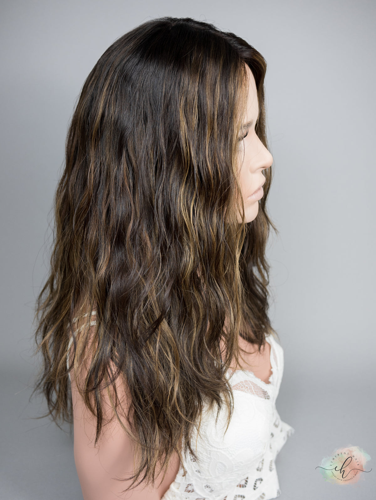 “SHINE WITHIN&quot; Exquisite Topper: Silk Top, 9x9, 21-22&quot;, Wavy