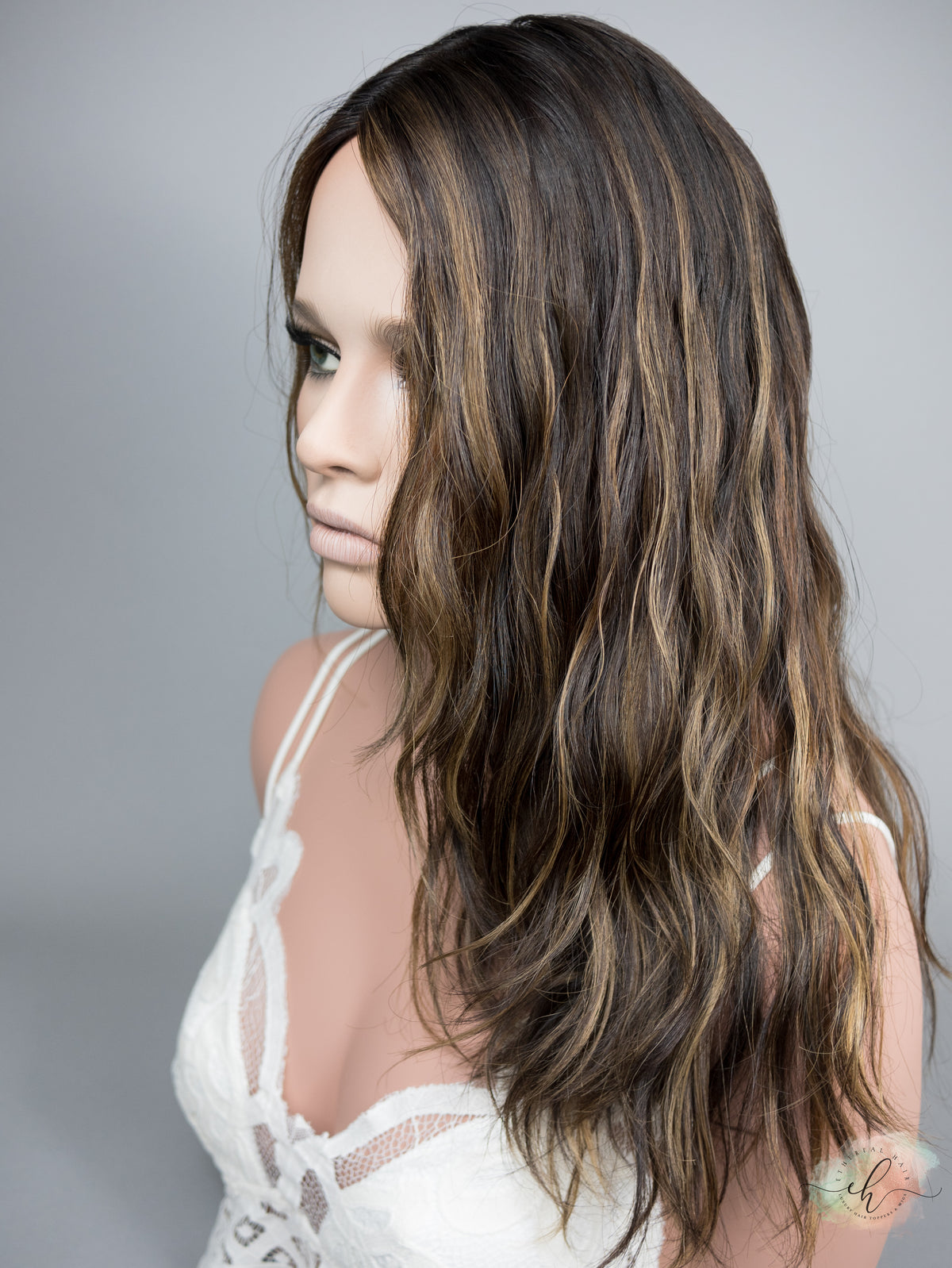 “SHINE WITHIN&quot; Exquisite Topper: Silk Top, 9x9, 21-22&quot;, Wavy