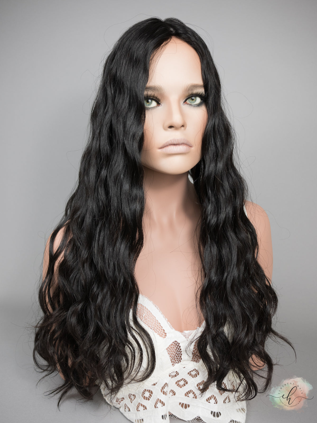 “RAVEN" Premium Topper: Silk Top, 9x9, 24-25", Curly