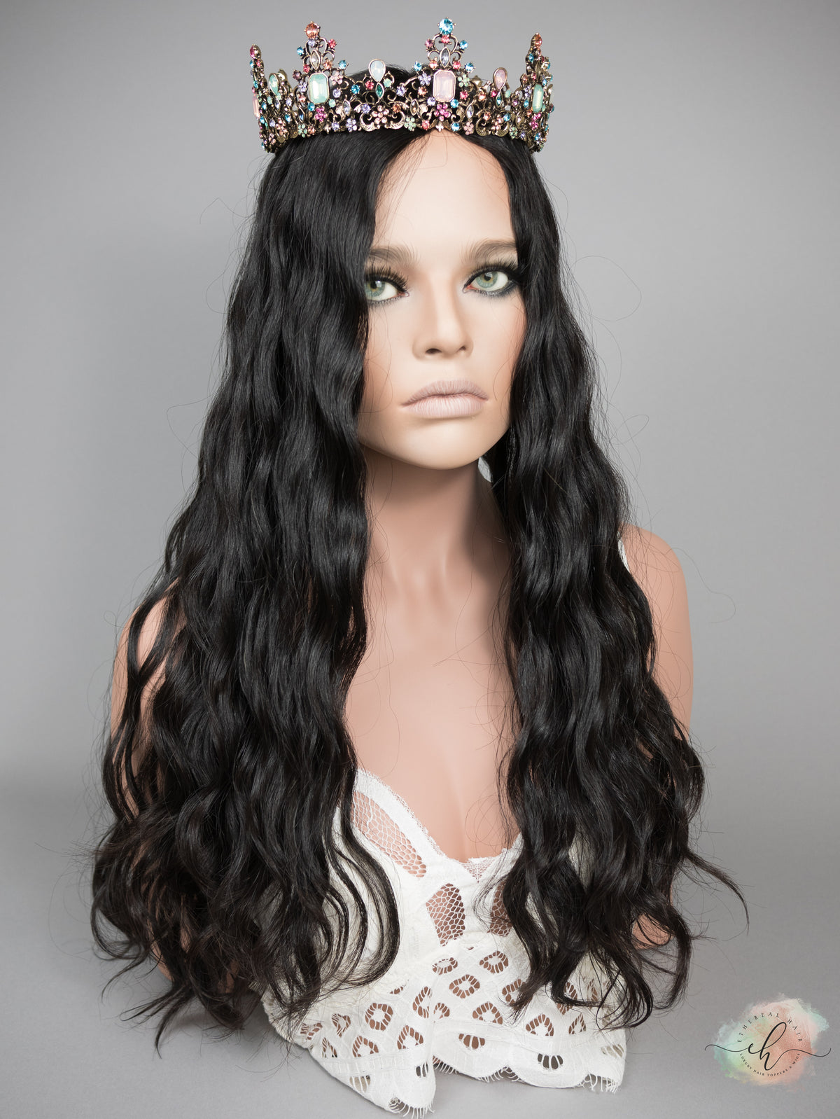 “RAVEN" Premium Topper: Silk Top, 9x9, 24-25", Curly