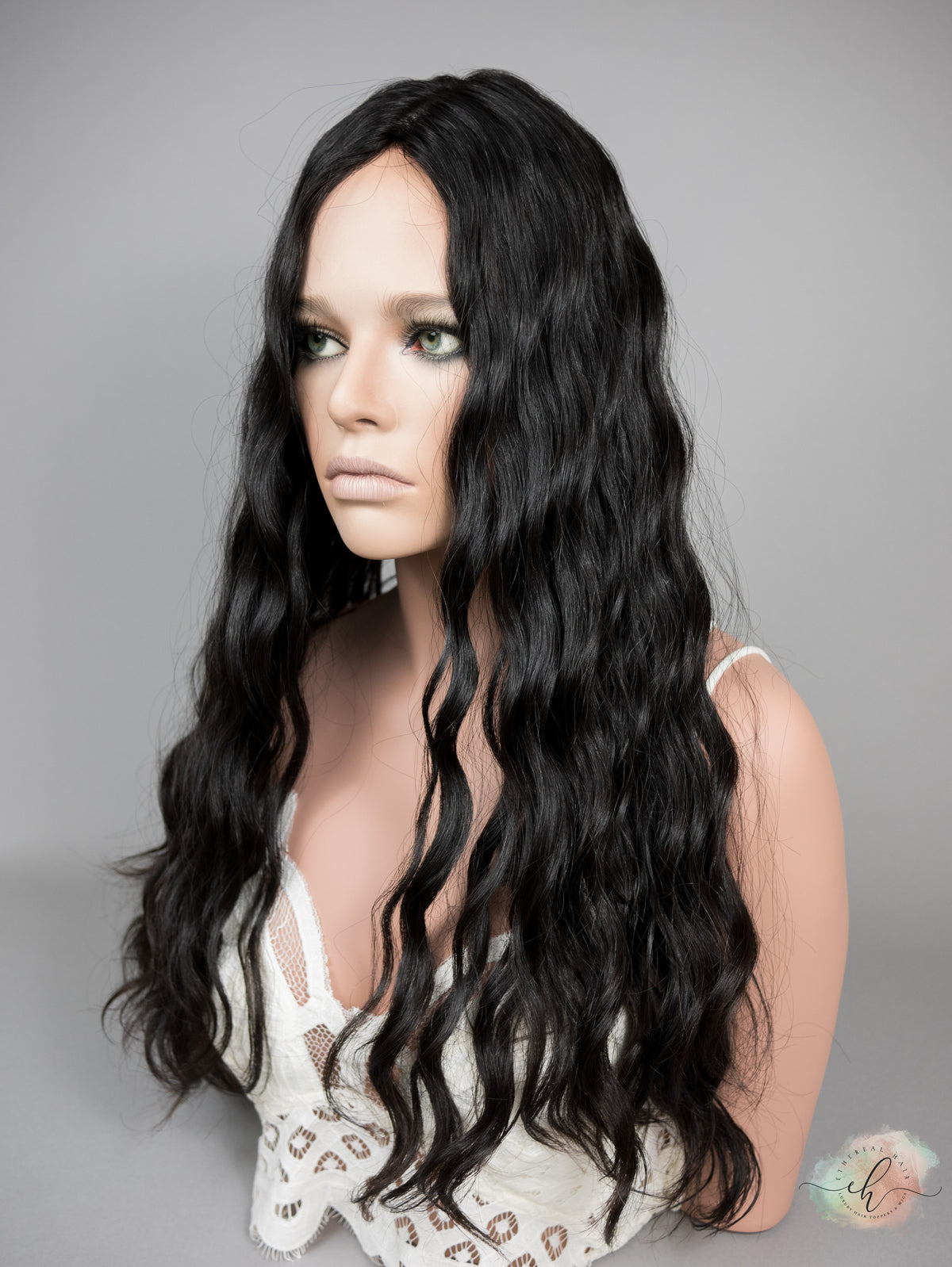 “RAVEN" Premium Topper: Silk Top, 9x9, 24-25", Curly