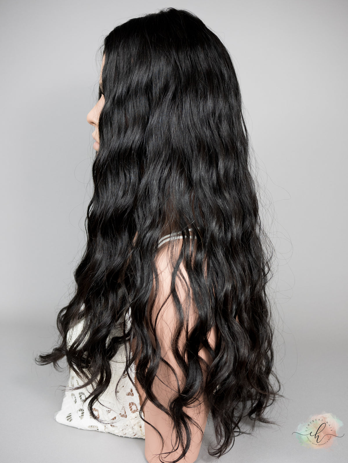 “RAVEN" Premium Topper: Silk Top, 9x9, 24-25", Curly