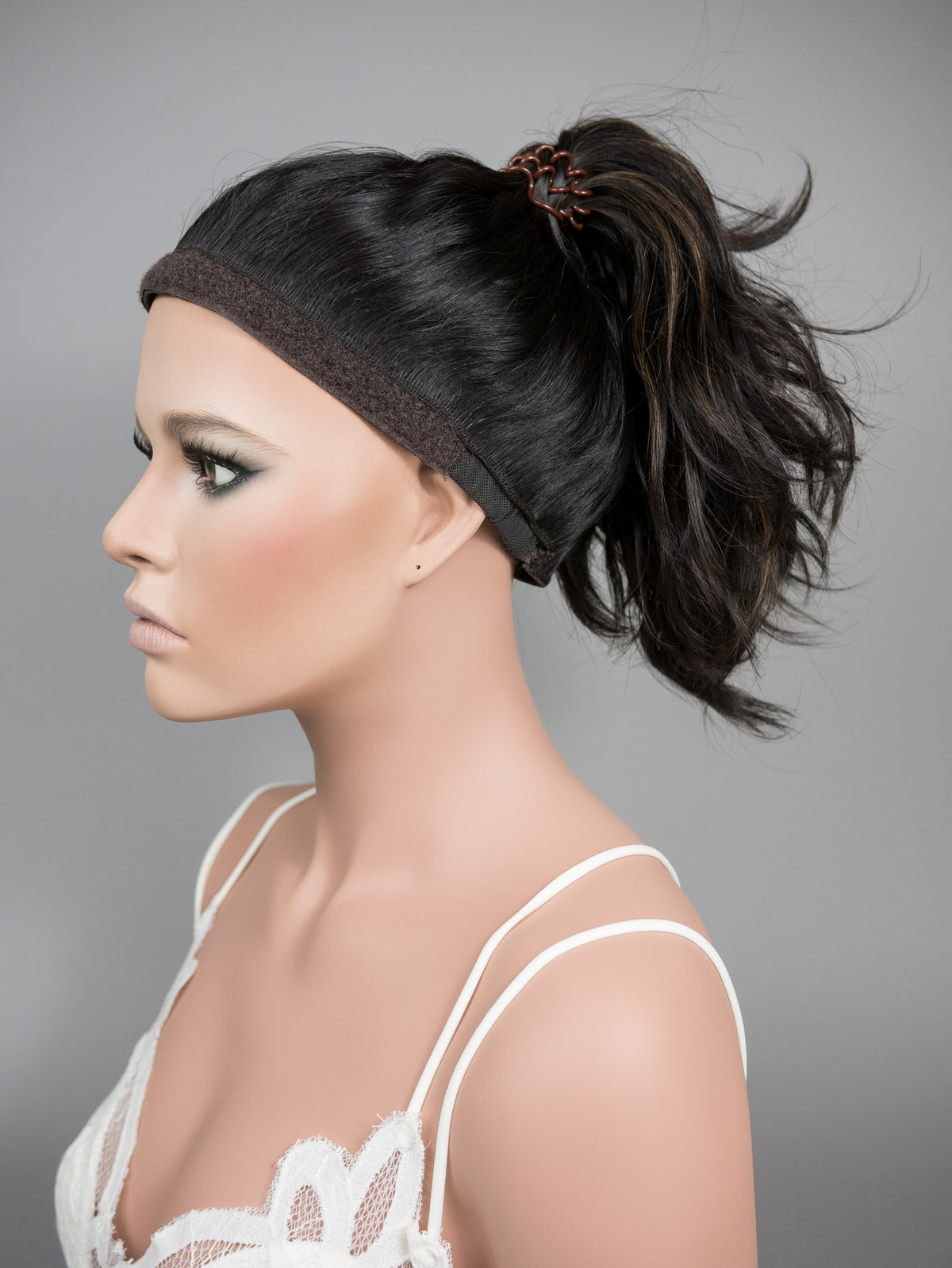 “RAVEN BALAYAGE" Premium Pony Wig: Sz. M, 20-21", Curly