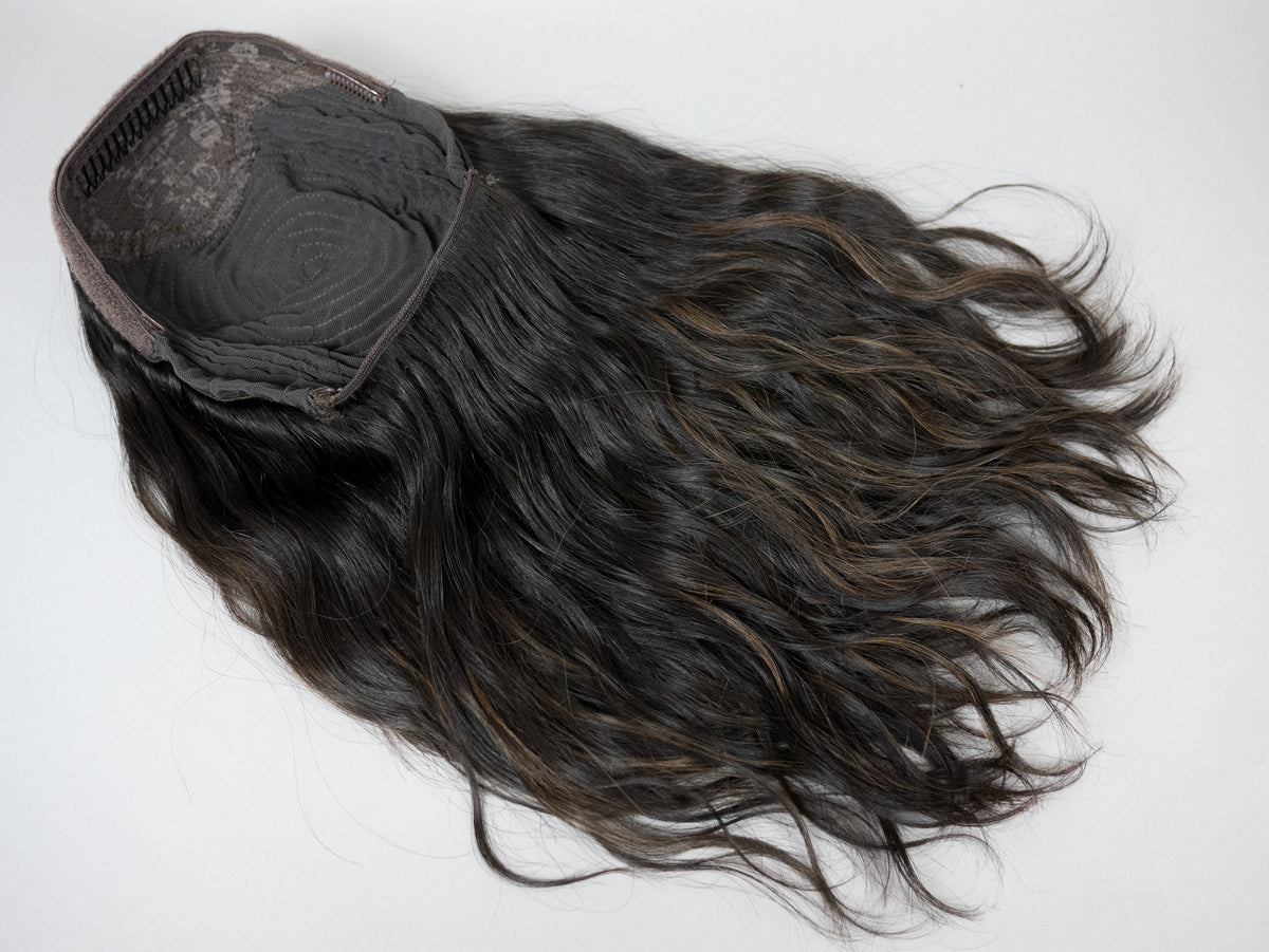 “RAVEN BALAYAGE" Premium Pony Wig: Sz. M, 20-21", Curly