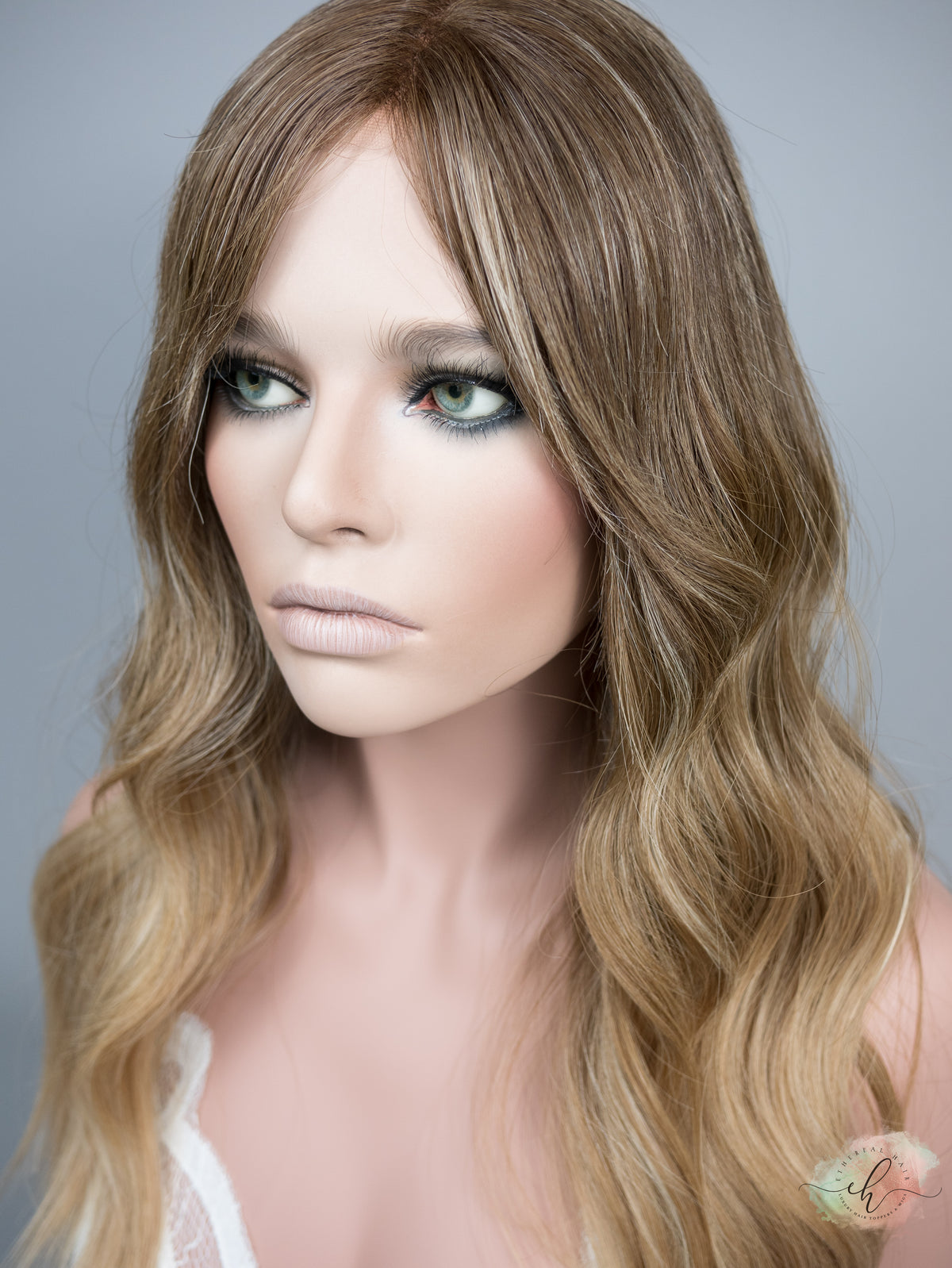 “MARABELL" Premium Wig: Lace Top, Sz. M, 24", Curtain Bangs