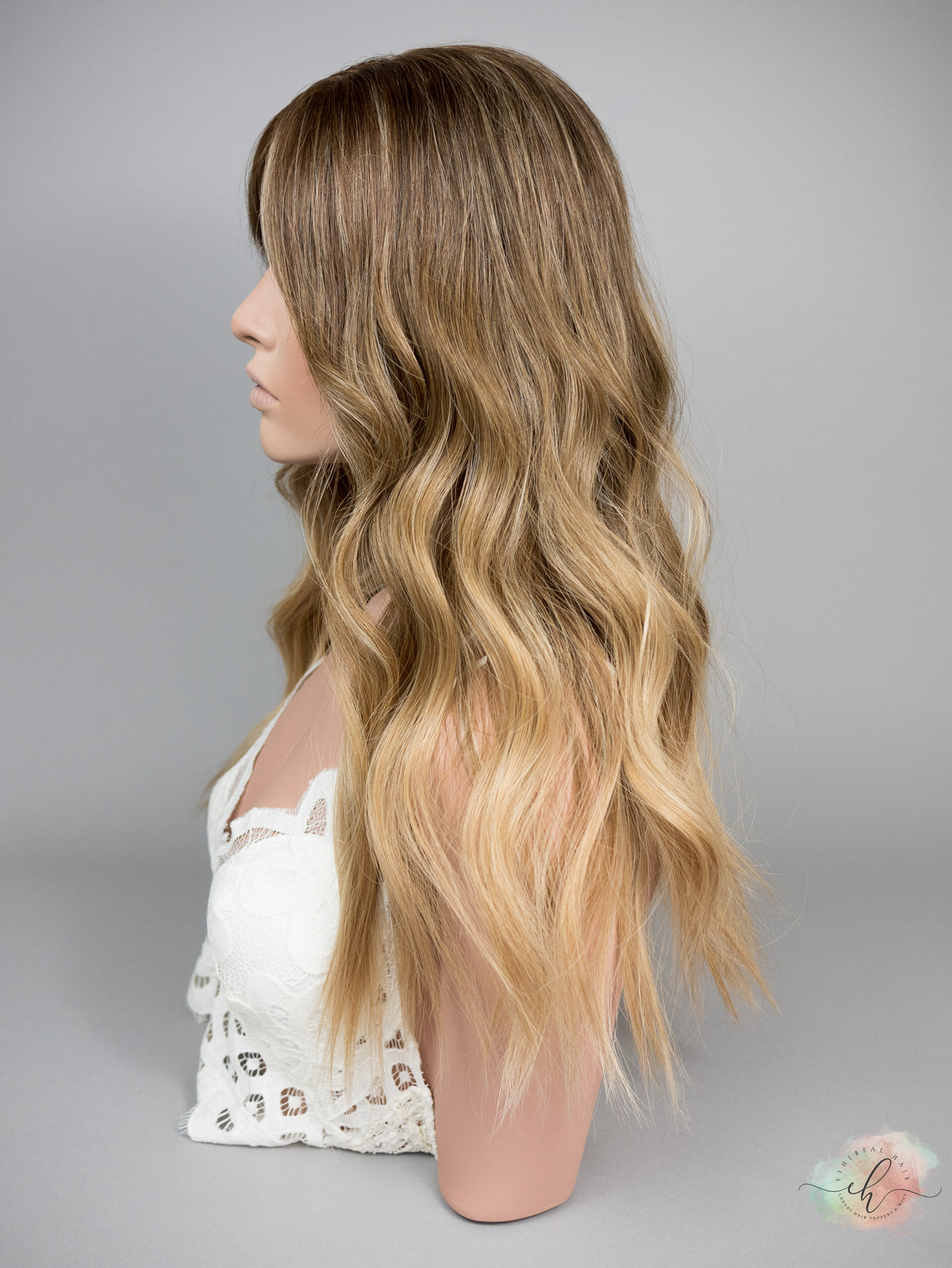 “MARABELL" Premium Wig: Lace Top, Sz. M, 24", Curtain Bangs
