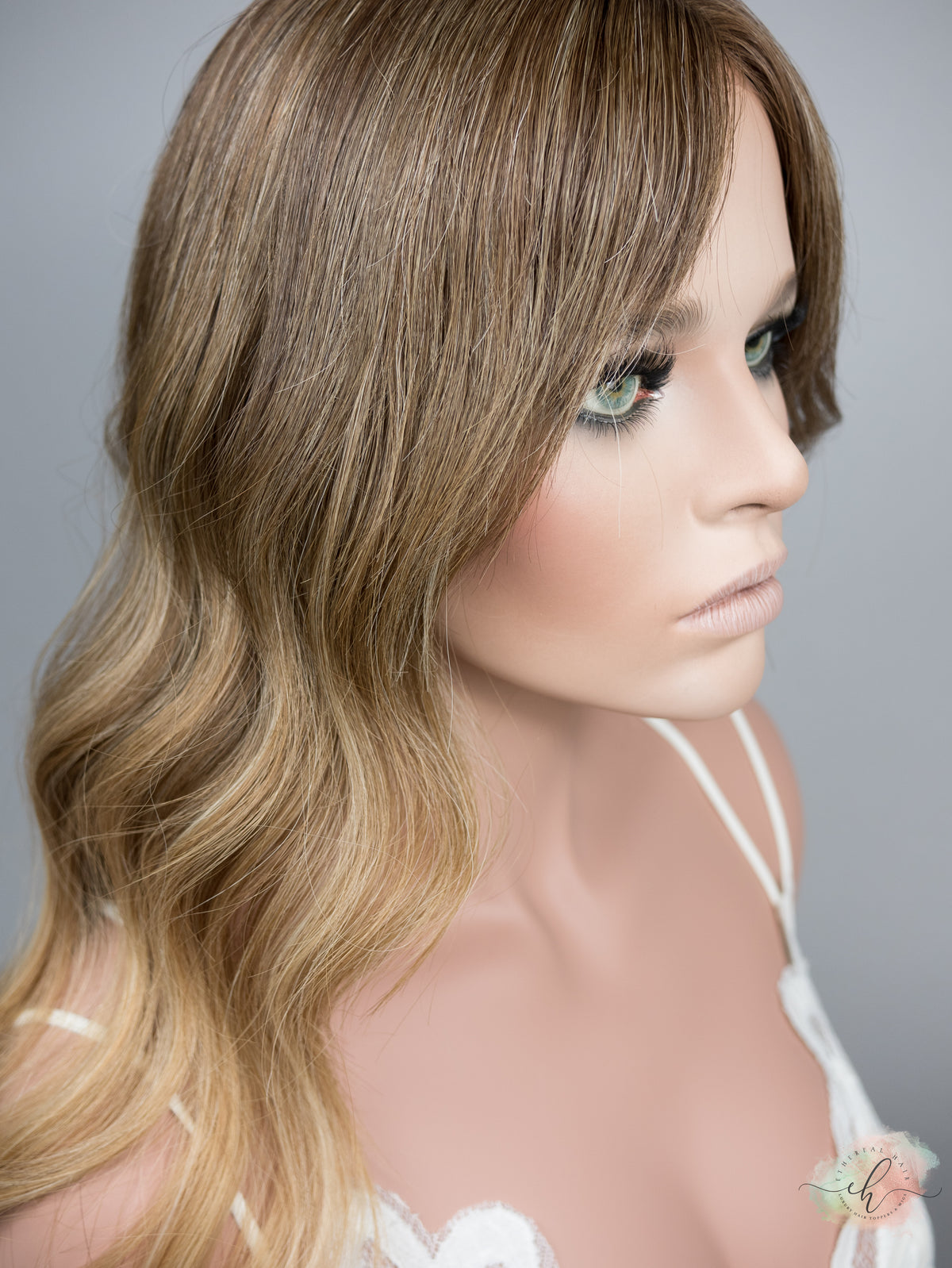 “MARABELL" Premium Wig: Lace Top, Sz. M, 24", Curtain Bangs
