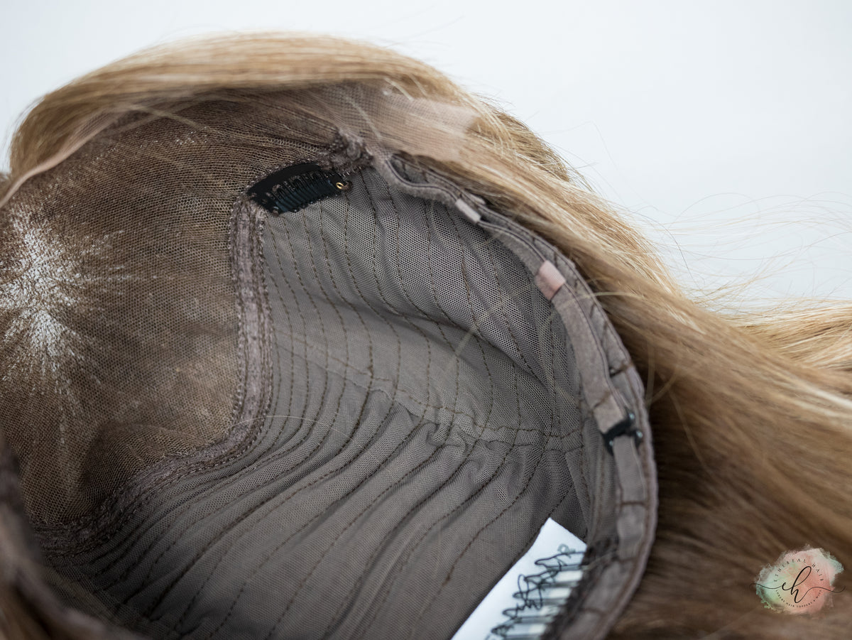 “MARABELL" Premium Wig: Lace Top, Sz. M, 24", Curtain Bangs
