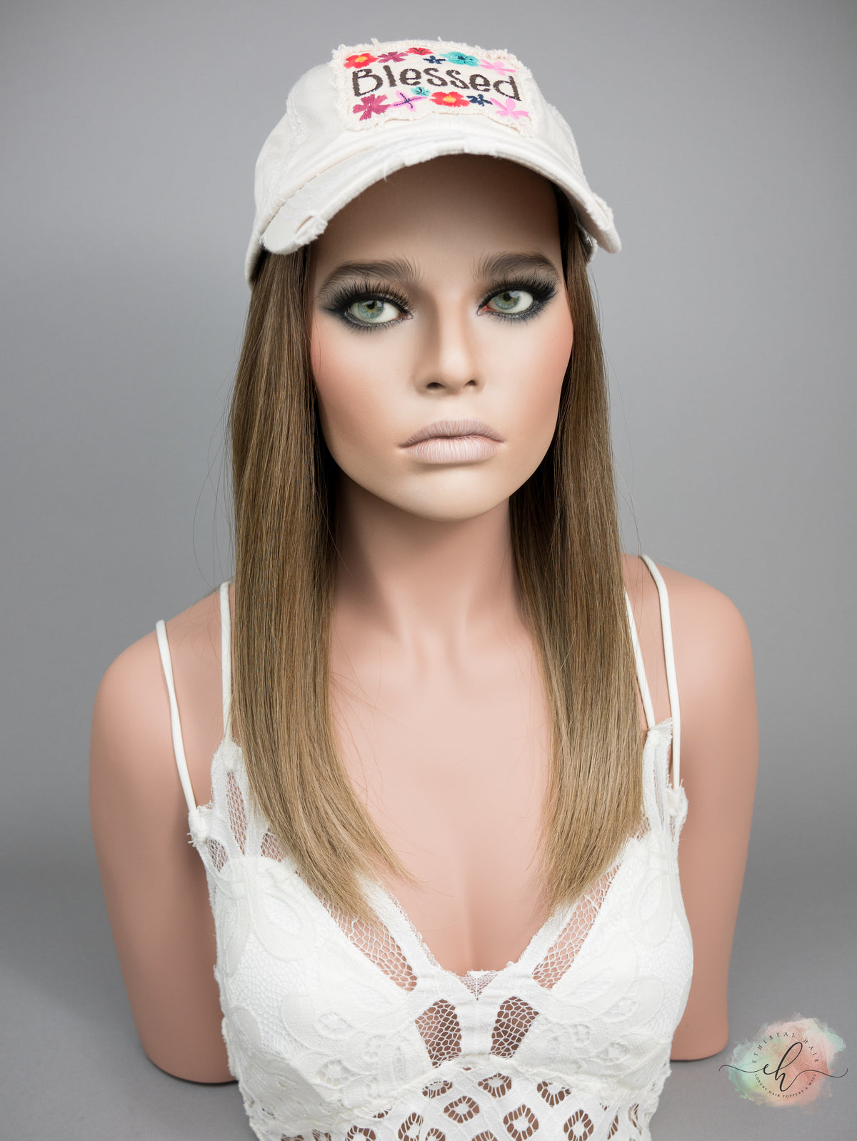 FINAL SALE “ALICIA" Premium HAT FALL Wig: Sz. M, 19-20"