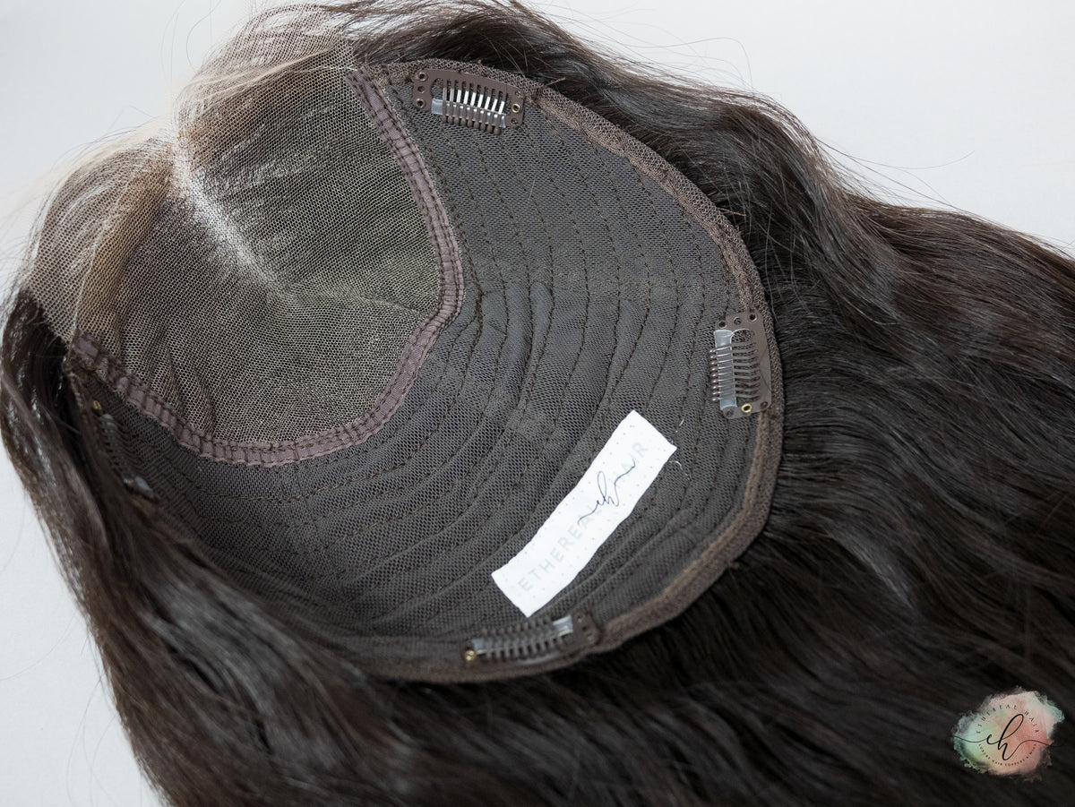 “RHIANNON&quot; Premium Topper: Lace Top, 9x9, 23-24&quot;, Curly