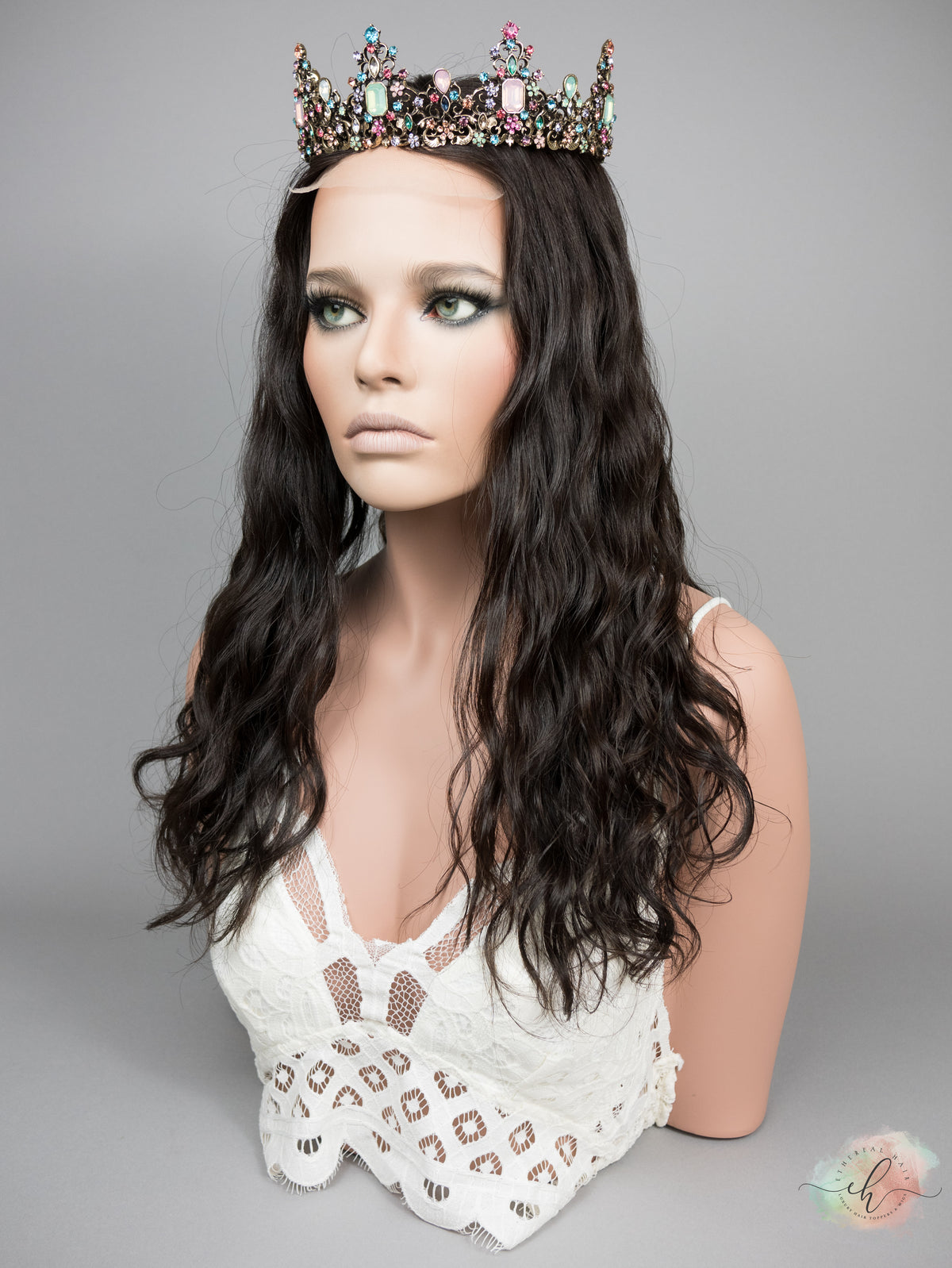“LARK" Premium Topper: Lace Top, 8x8, 20", Curly