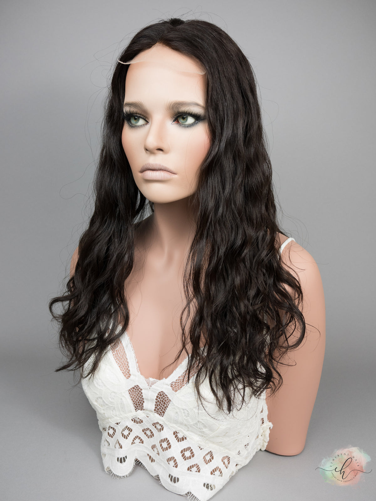“LARK" Premium Topper: Lace Top, 8x8, 20", Curly