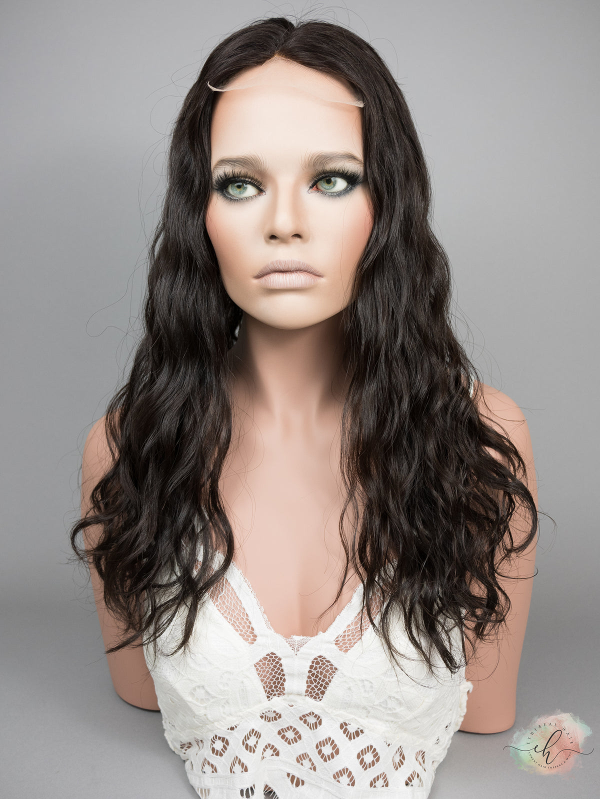 “LARK" Premium Topper: Lace Top, 8x8, 20", Curly
