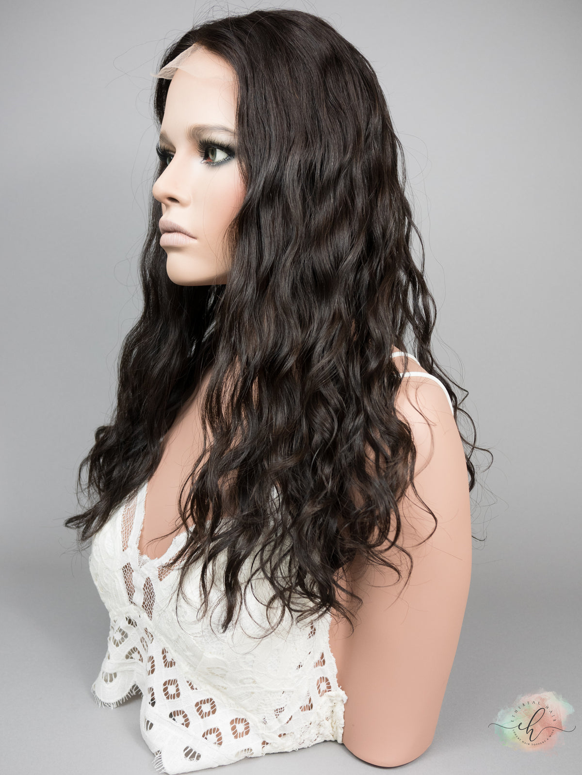 “LARK" Premium Topper: Lace Top, 8x8, 20", Curly