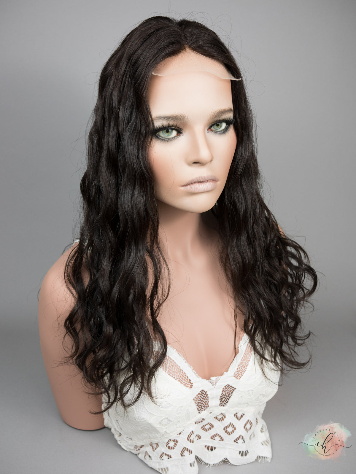 “LARK" Premium Topper: Lace Top, 8x8, 20", Curly