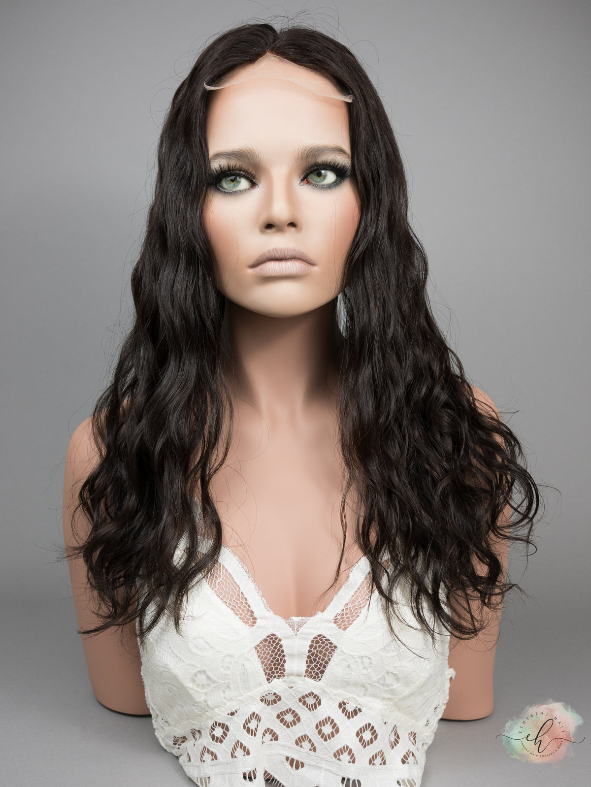 “LARK" Premium Topper: Lace Top, 8x8, 20", Curly