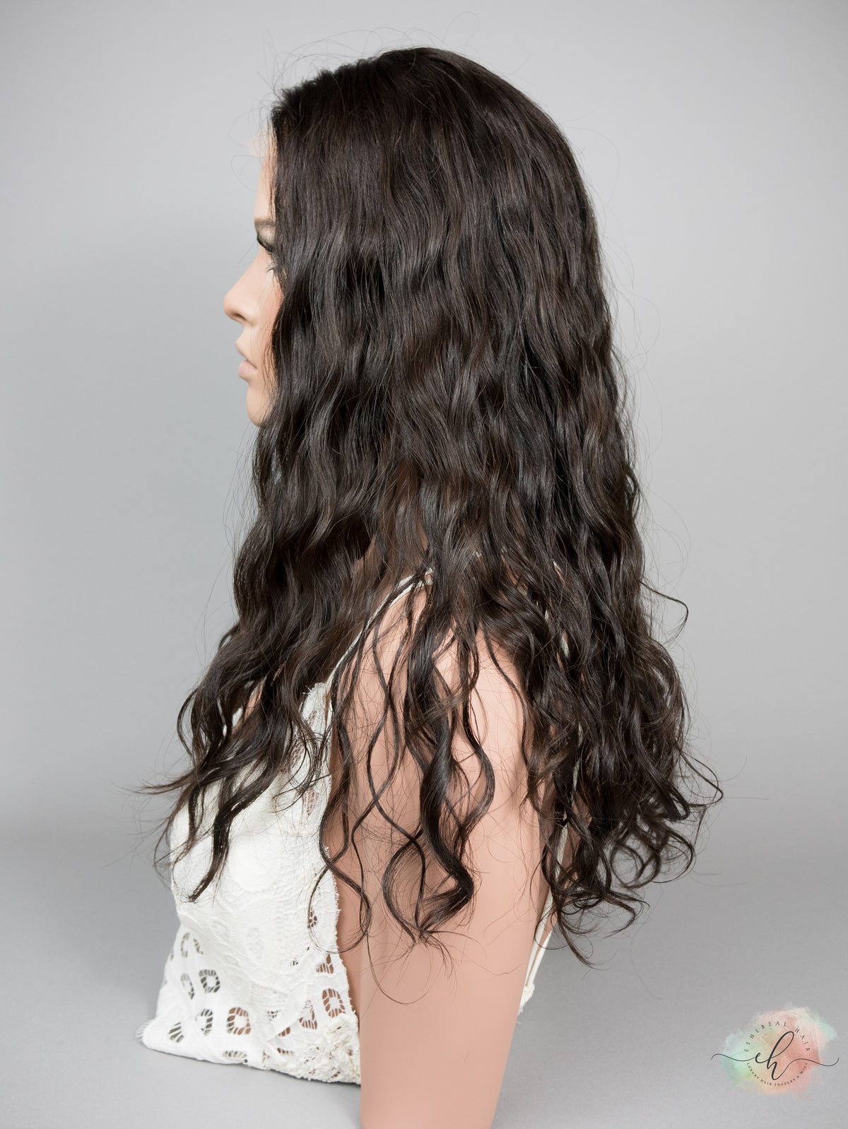 “LARK" Premium Topper: Lace Top, 8x8, 20", Curly