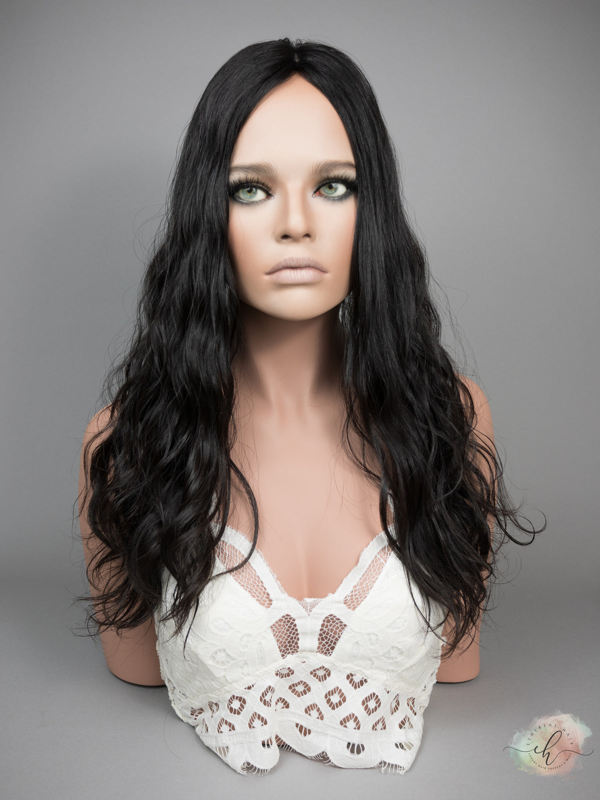 “RAVEN" Premium Topper: Silk Top, 6x7, 21", Curly