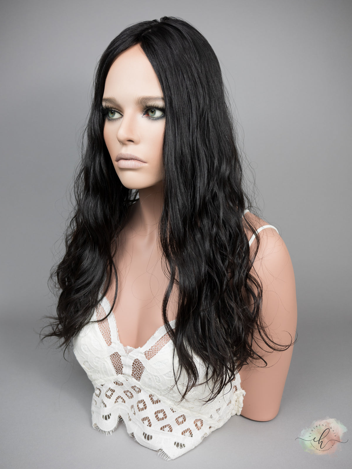 “RAVEN" Premium Topper: Silk Top, 6x7, 21", Curly