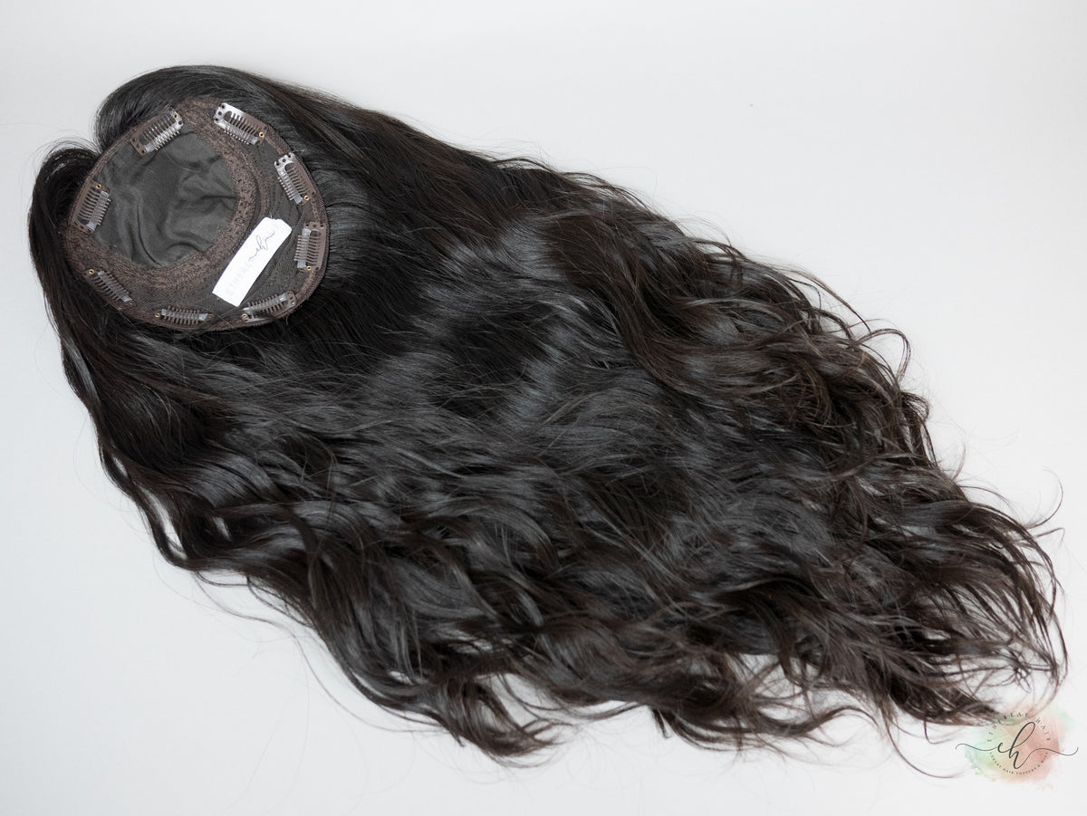 “RAVEN" Premium Topper: Silk Top, 6x7, 21", Curly