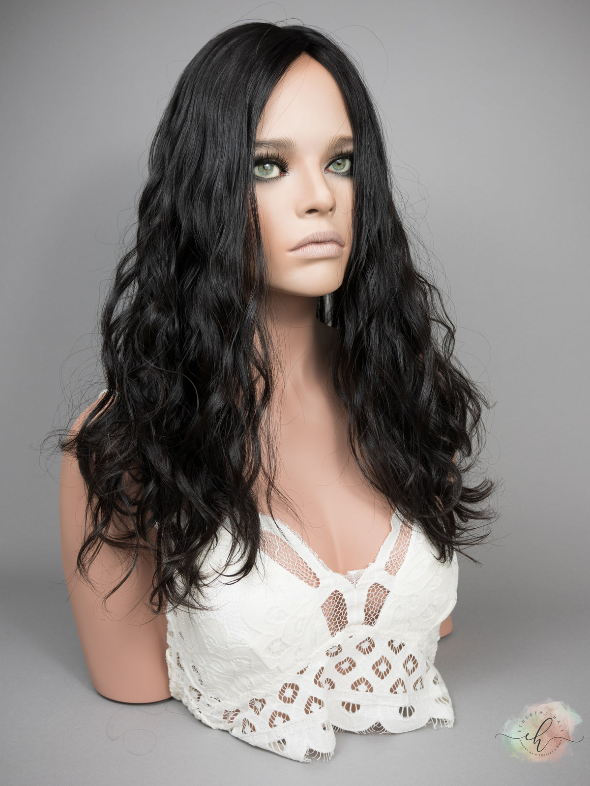 “RAVEN" Premium Topper: Silk Top, 9x9, 21", Curly