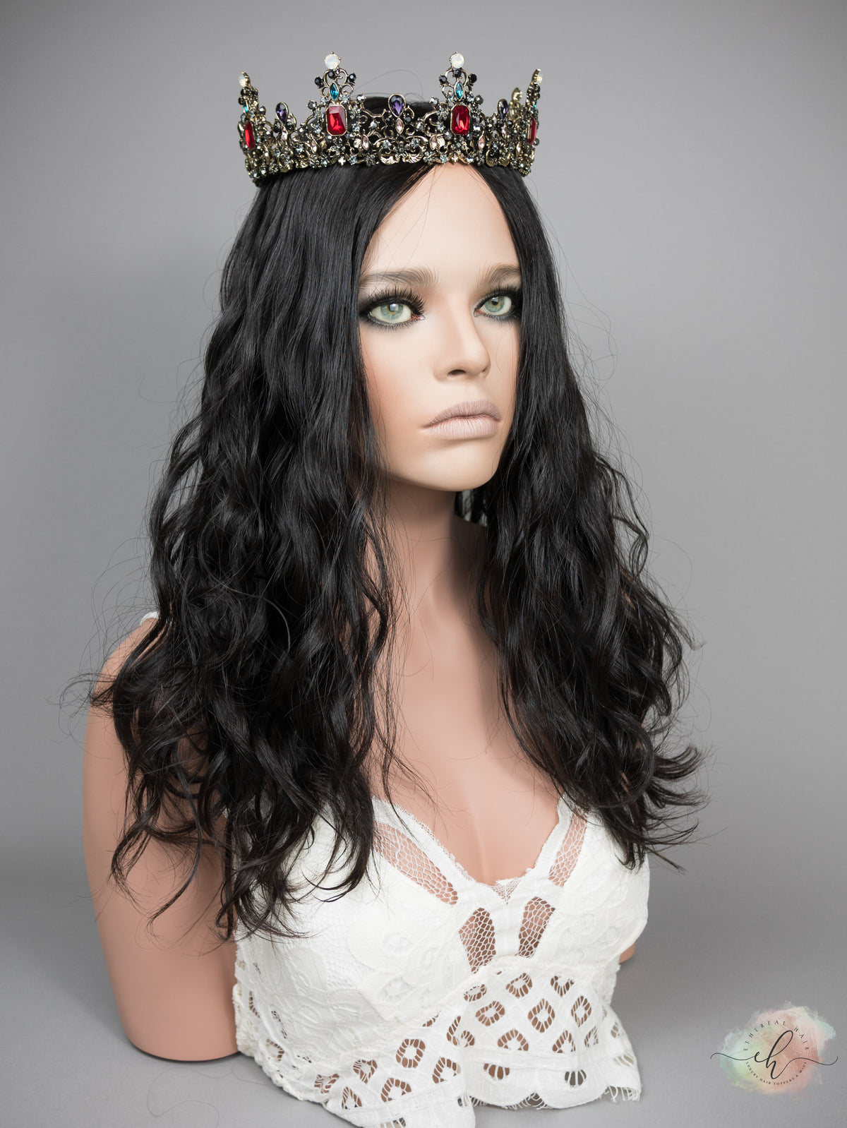 “RAVEN" Premium Topper: Silk Top, 9x9, 21", Curly