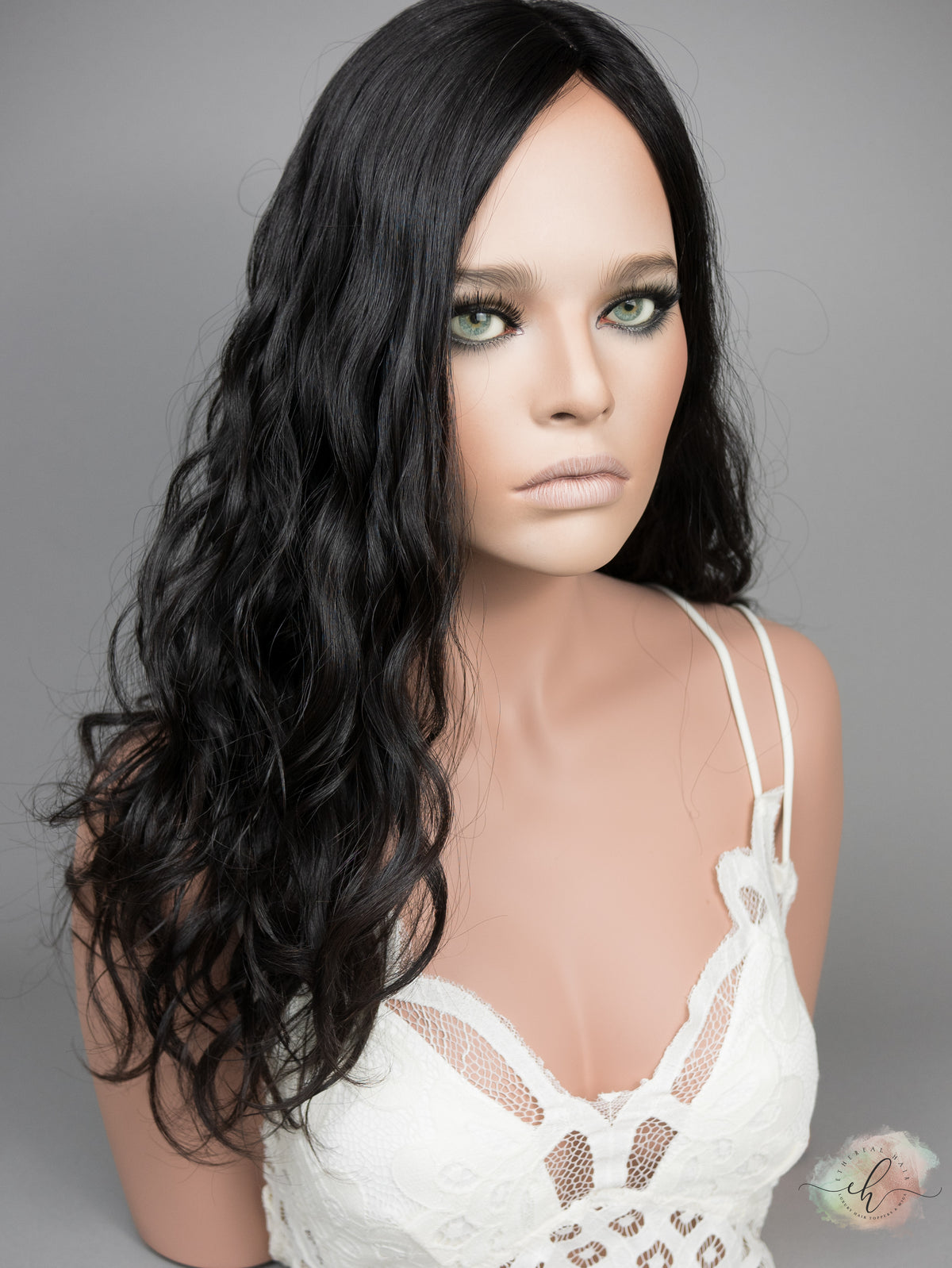 “RAVEN" Premium Topper: Silk Top, 9x9, 21", Curly