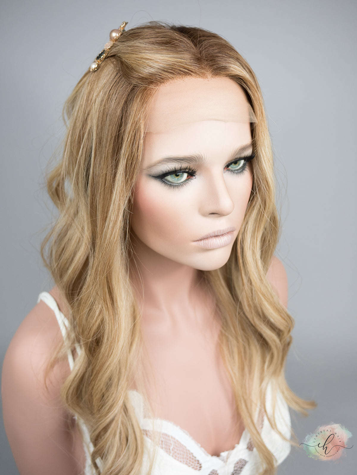 “HERE COMES THE SUN" Exquisite Wig: Silk Top Lace Front, Fully Handtied, Sz. S/M, 24", Medical Cap