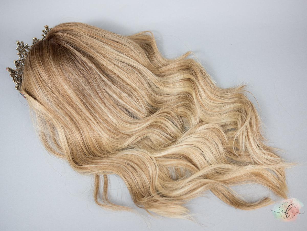 “HERE COMES THE SUN" Exquisite Wig: Silk Top Lace Front, Fully Handtied, Sz. S/M, 24", Medical Cap