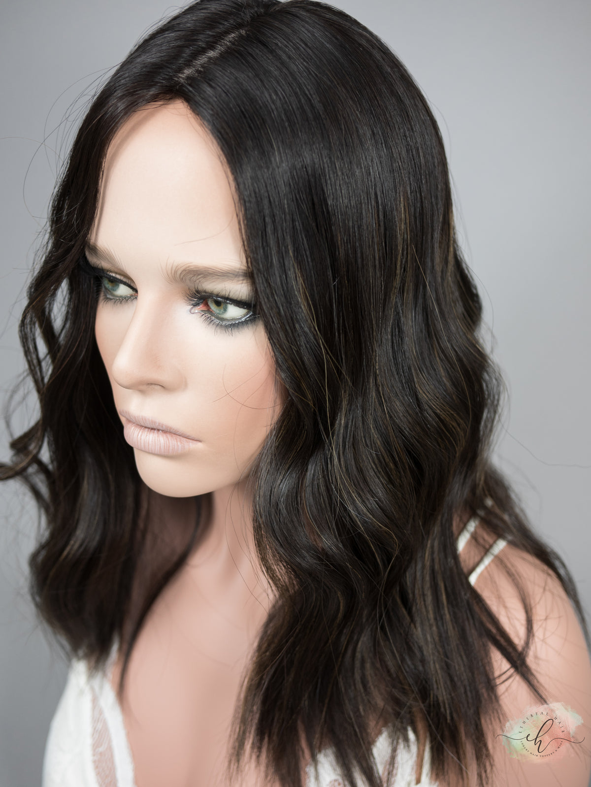 "RAVEN" Premium Topper: Silk Top, 8x8, 16-17", Subtle Caramel Babylights