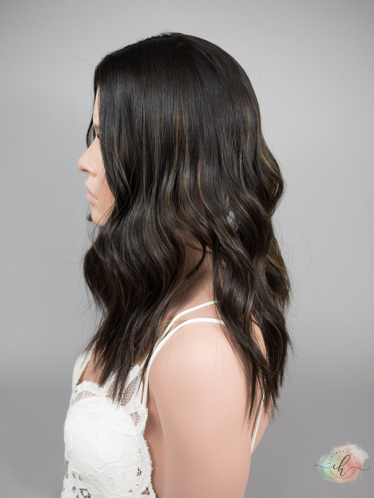 "RAVEN" Premium Topper: Silk Top, 8x8, 16-17", Subtle Caramel Babylights
